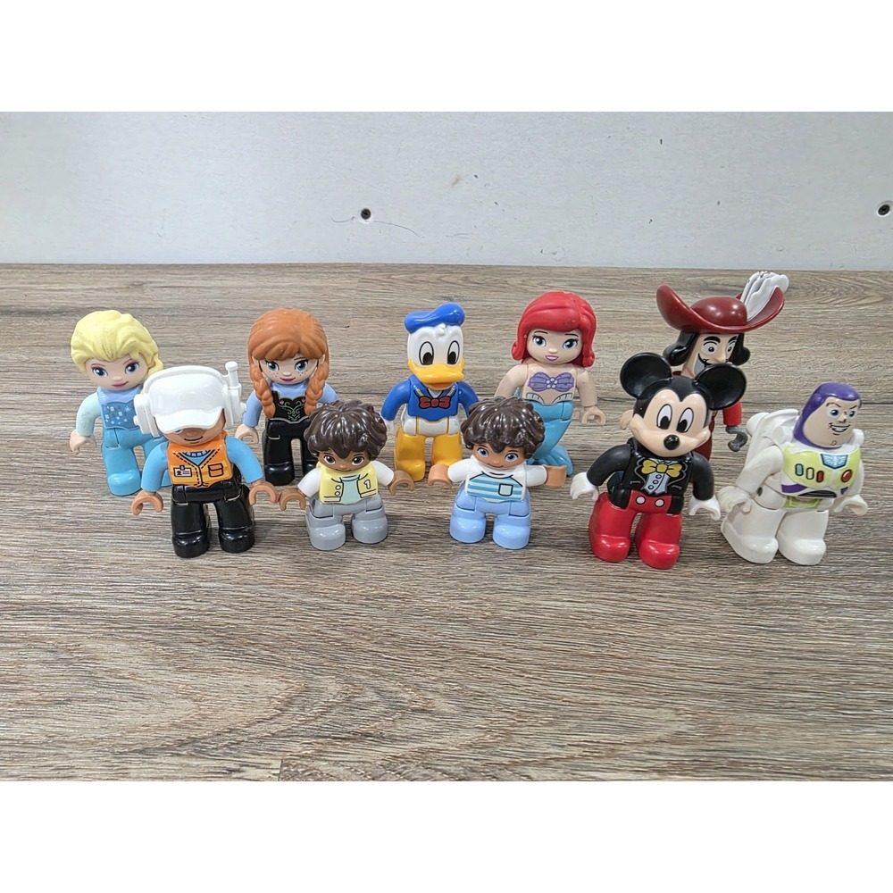 Lego Duplo Toy Figures Lot Of 10 People Disney Buzz Mickey Donald Hook Elsa Etc